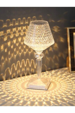 Kristal Şarjlı Masa Lambası, Led Abajur, Dokunmatik - Kumandalı Rgbw Model KMT-6 - BEKAZE