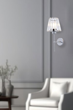 Kristal Taşlı Krom Aç-Kapa Kablosuz Pilli Duvar Aplik 1 Adet - Retro Home Design