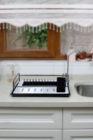 مرفق الأطباق العصري من نوع MNZ مع مسطح الكريستال الأسود - Himyhome