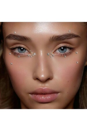 Kristal Yıldızlı Yüz Taşı Kendinden Yapışkanlı Makyaj Taşı Makeup Stickers Yıldız Tırnak Taşı - 1