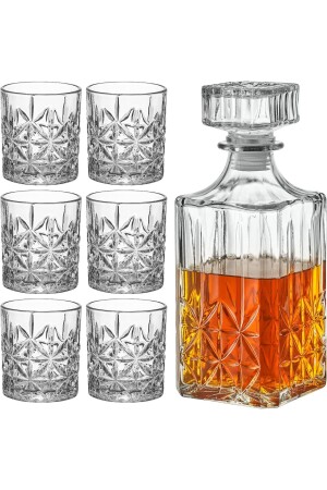 Kristall 1 Stück 730 ml. Karaffe und 6 Kristalle, 240 ml. 7-teiliges Whisky-Set aus Kelchglas. - 4