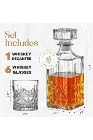 Kristall 1 Stück 730 ml. Karaffe und 6 Kristalle, 240 ml. 7-teiliges Whisky-Set aus Kelchglas. - 6