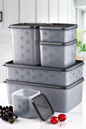 Kristall-Set mit 6 No-Frost-Aufbewahrungsbehältern für Gefrierschränke und Kühlboxen, anthrazit EGMNNOFROST - 2