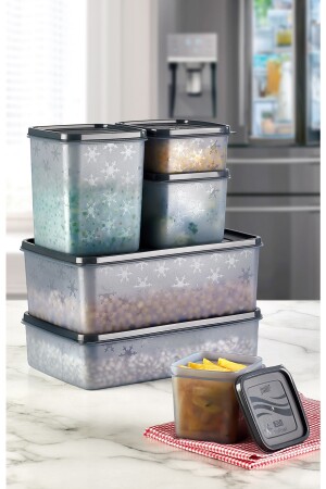 Kristall-Set mit 6 No-Frost-Aufbewahrungsbehältern für Gefrierschränke und Kühlboxen, anthrazit EGMNNOFROST - 3