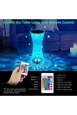 Kristall-Tischlampe, RGB-Farbwechsel, Nachtlicht, 16 Farben und 4 Modi, Touch-Steuerung yk34088 - 2