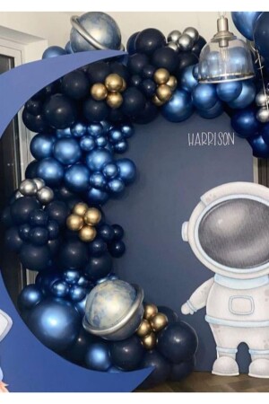 Krom Gold Gümüş Mavi Ve Gece Mavisi Balon Zinciri 100 Adet - Eğlencemarketi