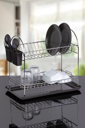 MNZ-Chrome 2 Tier Maxi Plate/Dish Rack TKB-788 - Okyanus Home