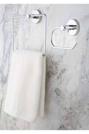 Quadratischer Handtuchhalter / offener Toilettenpapierhalter aus Chrom, 2er-Set - Erfahome