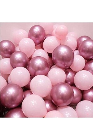 Krom Pembe Ve Mat (pastel) Pembe Renk 10 Lu Balon - 2