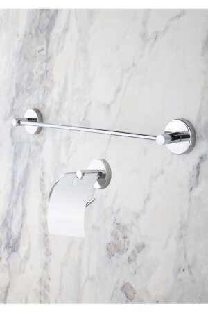 Chrom langer Handtuchhalter / Toilettenpapierhalter mit breiter Abdeckung, 2er-Set 1119 - ERFAHOME