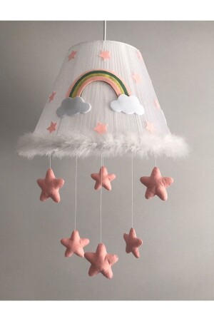 Kronleuchter für Baby- und Kinderzimmer, weißer Tüll, Lachs, Regenbogen, Weiß, Lachs, Regenbogen - 3