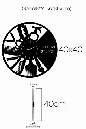Kuaför Berber Saati Ahşap Duvar Saati Kuaför Duvar Saati Hellove3619 - 6