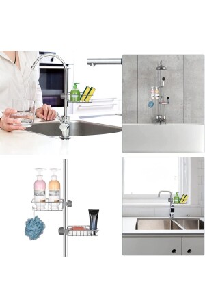 Küche Badezimmer Dusche Wasserhahn Top Rack Seife Schwamm Aufhänger Regal einstöckig - 5