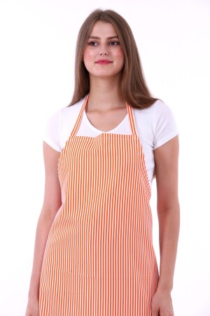 Küche Kellner Koch Chef Arbeit Service Schürze Neckholder Orange Weiß gestreift UT242 - 1