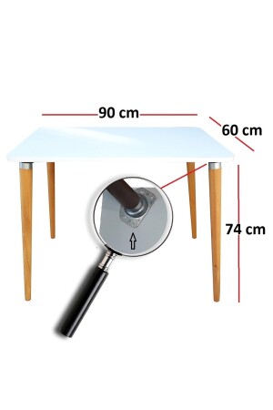 Küchen-Esstisch-Set aus Holz mit Hainbuchenbeinen, 2 Hockern, 2 Hockern, 1 Tisch-Set 60 x 90, Tisch-Set mit Hockern, TK-Weiß - 6