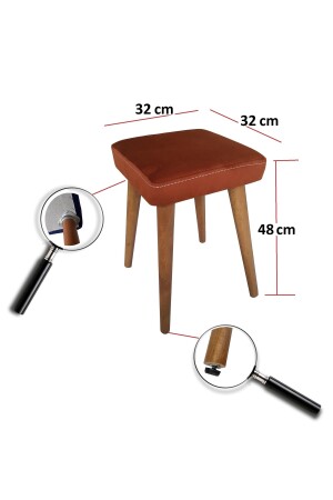 Küchen-Esstisch-Set aus Holz mit Hainbuchenbeinen, 2 Hockern, 2 Hockern, 1 Tisch-Set 60 x 90, Tisch-Set mit Hockern, TK-Weiß - 7