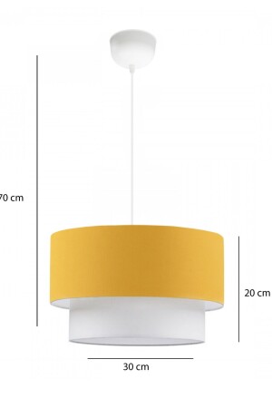 Kuchen-Pendelleuchte, Kronleuchter und dreibeiniger Holzbein-Lampenschirm, Doppelset, Gelb AAGK9009 - 4