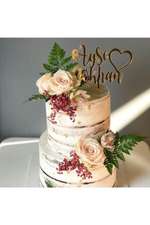 Kuchen-Stick, personalisierbar, mit Namen, Kuchendekoration, Versprechen, Verlobung, Hochzeit, Plexiholz - 2