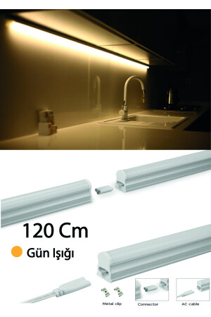 Küchenarbeitsplattenbeleuchtung – Regalbeleuchtung 120 cm, LED-Set mit Schalter – Gelb 5674632453678 - 3