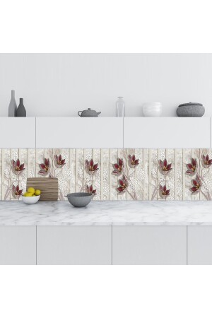 Küchenarbeitsplattenfolie, Fliesenabdeckung, 3D-Blumenhintergrund, 60 x 500 cm, MTA-159-5 - 1