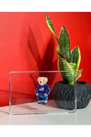 Küchendekoration, Acryl, Glimmer, transparent, Plexiglas, blau, Teddybär, Kaffee-Präsentationsdisplay, SD02928328828 - 1