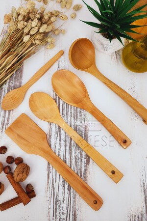 Küchenlöffel-Set aus Holz, 5-teilig, Löffel aus Buchen-, Buchsbaum- und Bambusholz, TYCS6FO25N168693114963351 - 2