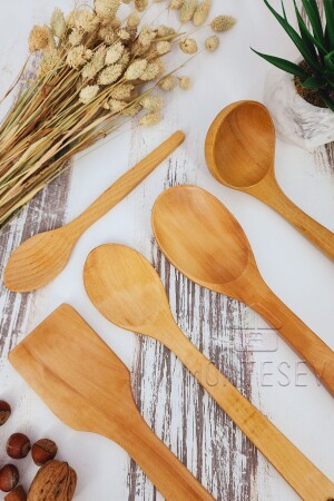 Küchenlöffel-Set aus Holz, 5-teilig, Löffel aus Buchen-, Buchsbaum- und Bambusholz, TYCS6FO25N168693114963351 - 3