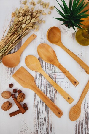 Küchenlöffel-Set aus Holz, 6-teilig, Löffel aus Buchen-, Buchsbaum- und Bambusholz TYCPK835TN168693116590646 - 2