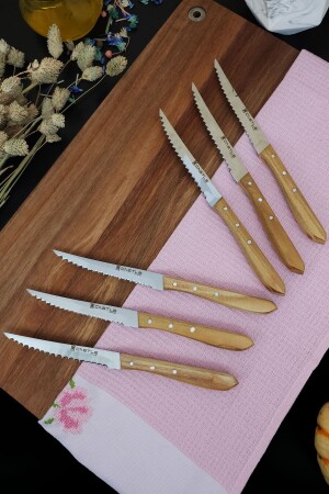 Küchenmesser-Set, 6-teilig, für Steak, Fleisch, Frühstück, Abendessen, Messer mit Griff aus Maulbeerholz er61l - 1