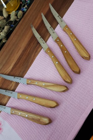 Küchenmesser-Set, 6-teilig, für Steak, Fleisch, Frühstück, Abendessen, Messer mit Griff aus Maulbeerholz er61l - 3