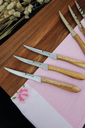 Küchenmesser-Set, 6-teilig, für Steak, Fleisch, Frühstück, Abendessen, Messer mit Griff aus Maulbeerholz er61l - 4