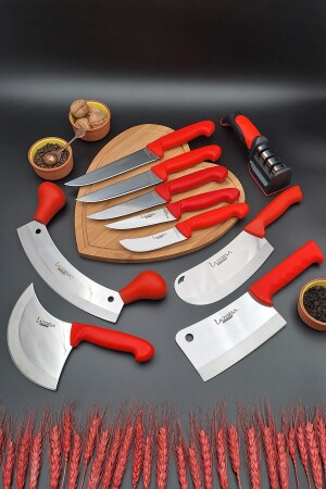 Küchenmesser-Set, Fleisch, Gemüse, Hackmesser, Pizza, Zwiebeln, Gebäckmesser, Schärfwerkzeug, 10-teiliges Mitgift-Set mrs45işlka4 - 5