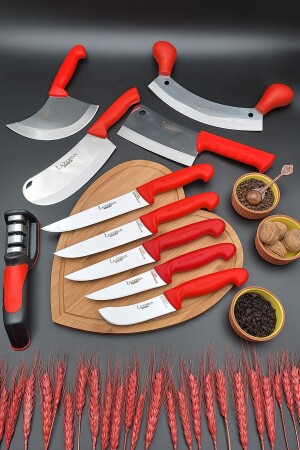 Küchenmesser-Set, Fleisch, Gemüse, Hackmesser, Pizza, Zwiebeln, Gebäckmesser, Schärfwerkzeug, 10-teiliges Mitgift-Set mrs45işlka4 - 6