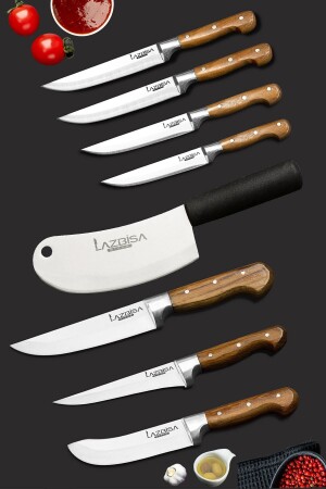 Küchenmesser-Set für Fleisch, Brot, Gemüse, Obst, Zwiebeln, Salat (8-teilig), 8 lz - 2