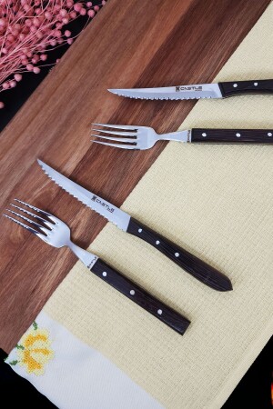 Küchenmesser-Set Gabel 4-teilig Steak Fleisch Frühstück Abendessen Gabel Wenge Holzgriff er72s - 2