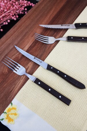 Küchenmesser-Set Gabel 4-teilig Steak Fleisch Frühstück Abendessen Gabel Wenge Holzgriff er72s - 6