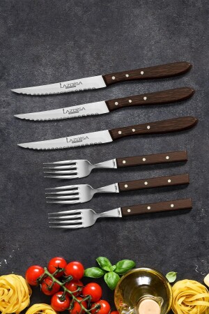 Küchenmesser-Set, Steak, Fleischgabel, Fleischmesser, Restaurant, stilvoller Wenge-Holzgriff, 6er-Set, kitchen307 - 5