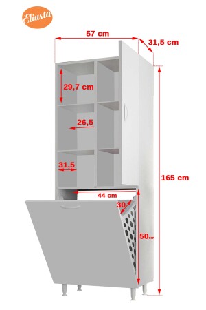 Küchenschrank mit Korb, Schrank für schmutzige Wäsche, Badezimmerschrank mit Korb, Spielzeugschrank EU110B - 4