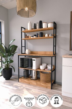 Küchenständer mit Sockel 5 Regale Kaffeeecke Küchenregal Küchenständer Kiefer Bfg-Mtfk-Stand-5Shelf-Based - 1