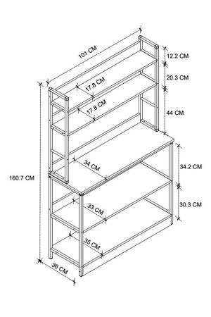 Küchenständer mit Sockel 5 Regale Kaffeeecke Küchenregal Küchenständer Kiefer Bfg-Mtfk-Stand-5Shelf-Based - 3