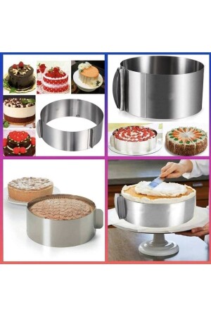 Kuchenzubehör, rund, verstellbar, für Kuchen, Kuchen, Biskuitkuchen, verstellbarer Kreis - 4