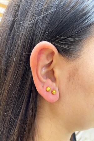 Kugelohrringe aus 14 Karat Gold mit Schraubverschluss - Şamli Erdoğan