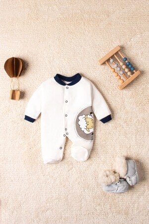 Kuh-Lamm-weißes 3-teiliges Baby-Strampler-Set - 5