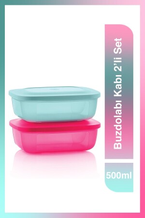 Kühlschrankbehälter 2er-Set 500 ml Rosa-Blau 369 - 4