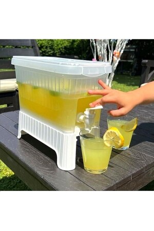 Kühlschrankkrug mit Wasserhahn, tragbarer Wasserspender mit Ständer, Limonadenspender, weiße Farbe bnvsmslksrh - 5