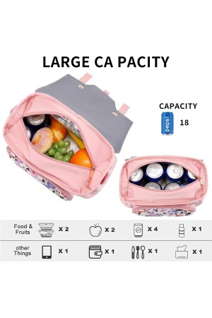 Kühltasche – für Damen – isolierte Lunchbox – mit Vordertasche und Wasserflaschenhalter - 3