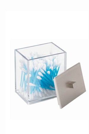 Kulak Çubuğu Ve Pamuk Düzenleyici Kapaklı Şeffaf Cam 9x6-5x11-5 cm 41480ES - Bosphorus