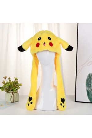 Kulakları Hareket Eden Led Işıklı Pokemon Go Pikachu Kulaklı Şapka & Peluş Oyuncak Tiktok Şapka 50cm - 6