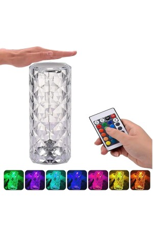 Kumandalı 16 Renkli Dokunmatik Kristal Led Masa Lambası Şarjlı Rgb Atmosfer Işığı kristallamba - 6