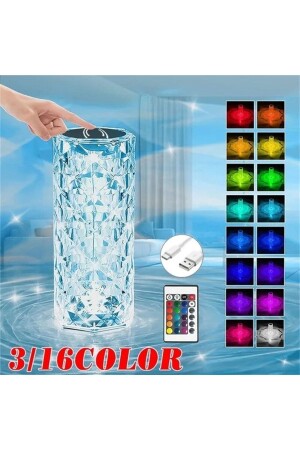 Kumandalı Kristal Masa Lambası Rgb Renk Değiştiren Gece Lambası 16 Renk 4 Mod Dokunmatik Kontrol - 3